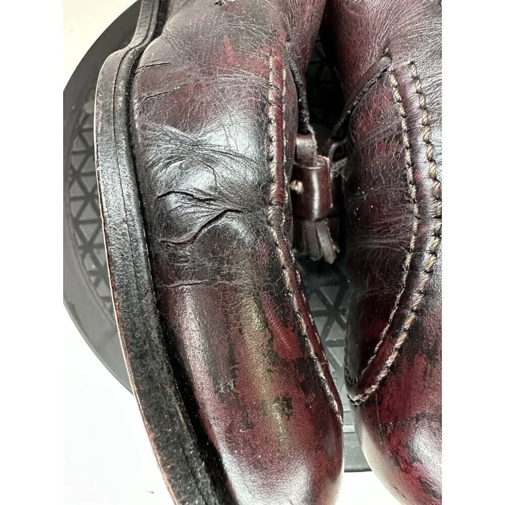 Alden 663 Classic Burgundy Calfskin Leather Tassel Loafers 10 A/C Made in USA